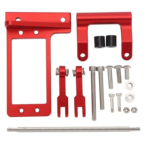 Jiawu Lenkservohalterungsset, Servohalterung aus Aluminiumlegierung mit Hydraulischem Lenksatz für 1/10 RC Crawler Car, Rot von Jiawu