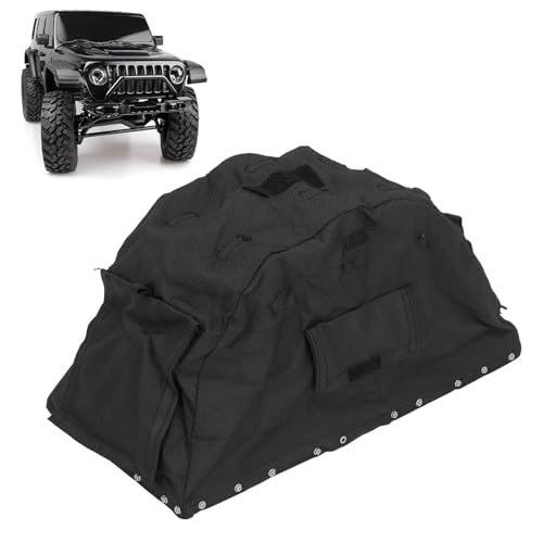 RC 1/8 1/10 Dachzelt-Frachtträger-Dachtasche, Simuliertes Camping-Auto-Dachzelt mit Klappleiter und Abdeckung, RC-Crawler-Dekorationszubehör für 1/8 1/10 SCX10 Capra Crawler-Auto von Jiawu