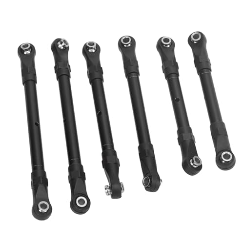 Jiawu RC-Lenkgestänge, Hochfester, Langer, Kurzer 6-teiliger Lenker, RC-Spurstangen-Set aus Aluminiumlegierung, Einfache Installation für Ferngesteuerte Autos (Black) von Jiawu