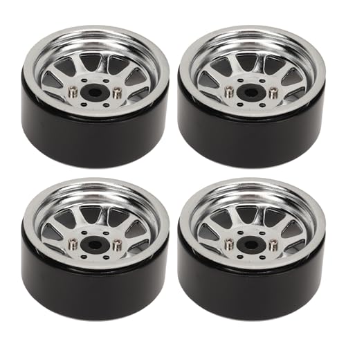 Jiawu RC Wheel Hub, Universal RC Wheel Rand Set Starker Druckresistent Zinklegierung und Stahl mit Schrauben für die Wartung Stark (Silver) von Jiawu