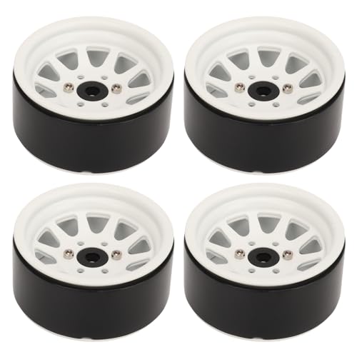 Jiawu RC Wheel Hub, Universal RC Wheel Rand Set Starker Druckresistent Zinklegierung und Stahl mit Schrauben für die Wartung Stark (White) von Jiawu