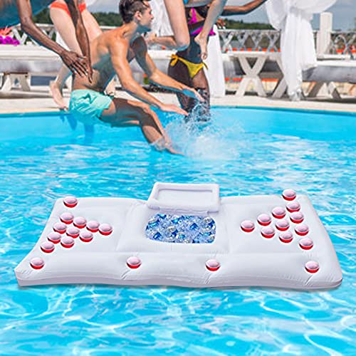 Jiawu Sommer-Pool-Spiele, aufblasbarer -Tisch-Schwimmer für Erwachsene, 70,9 x 31,5 Zoll Sommerparty-Pool-Schwimmer, Pool-Lounge-Schwimmfloß-Spielzeug mit Kühler und 28 von Jiawu