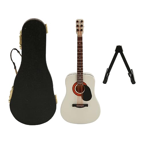 Miniatur-Gitarre, Exquisite Handwerkskunst, Miniatur-Gitarrenmodell, Mini-Gitarrenmodell aus Massivholz mit Ständer und Koffer, Dekoratives Musikinstrument für die Heim- und von Jiawu