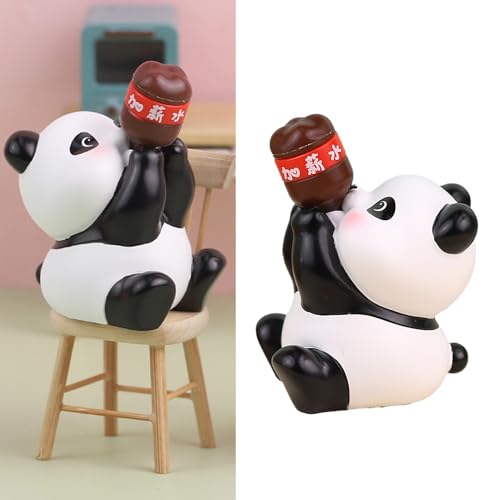 Tier-Armaturenbrett-Ornamente, Wassertrinkender Kuchenaufsatz, Tischdekoration, Tolles, Niedliche Tierfigur aus Kunstharz, Lebendig für Bücherregal (PANDA) von Jiawu