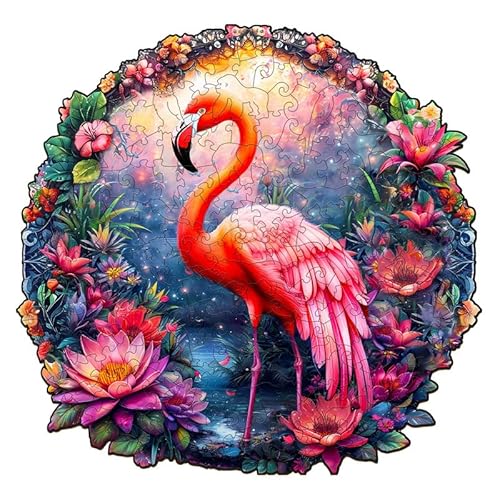 Jigfoxy Holzpuzzle Erwachsene, Flamingo Puzzle Erwachsen, Wooden Puzzle Holz Puzzle Erwachsen Und Kinder, Einzigartiges Lernspielzeug in Tierform für Freunde der Familie L-34 * 32.8cm-260pcs von Jigfoxy