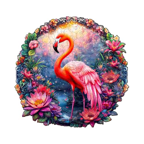 Jigfoxy Holzpuzzle Erwachsene, Flamingo Puzzle Erwachsen, Wooden Puzzle Holz Puzzle Erwachsen Und Kinder, Einzigartiges Lernspielzeug in Tierform für Freunde der Familie M-29 * 28cm-200pcs von Jigfoxy