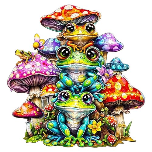 Jigfoxy Holzpuzzle Erwachsene, Frosch Holz Puzzle Erwachsen, Wooden Puzzle Holz Puzzle Erwachsen Und Kinder, Einzigartiges Lernspielzeug in Tierform für Freunde der Familie L-34 * 32.7cm-260pcs von Jigfoxy