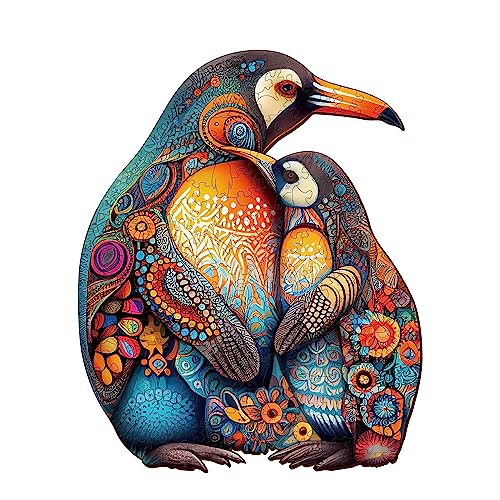 Jigfoxy Holzpuzzle Erwachsene, Pinguin Holz Puzzle Erwachsen, Wooden Puzzle Holzpuzzle für Erwachsene, Einzigartige Knobelspiele in Tierform für Freunde der Familie XL-60 * 48.8cm-660pcs von Jigfoxy