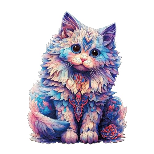 Jigfoxy Holzpuzzle Erwachsene, Ragdoll Katze Holz Puzzle Erwachsen, Wooden Puzzle Holz Puzzle Erwachsen Und Kinder, Einzigartiges Lernspielzeug in Tierform für Freunde der Familie L-25.6*34cm-233pcs von Jigfoxy