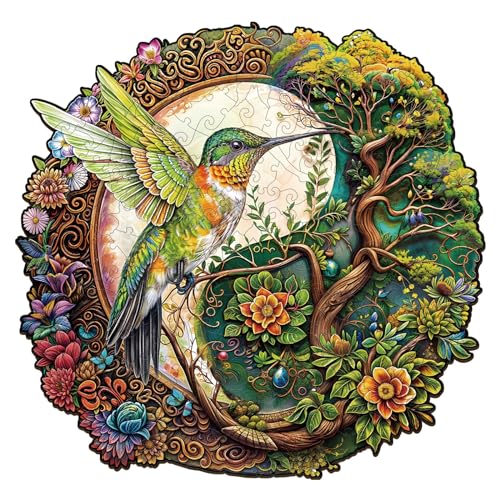 Jigfoxy Holzpuzzle Erwachsene, Yin Yang Kolibri Puzzle Erwachsen, Wooden Puzzle Holz Puzzle Erwachsen Und Kinder, Einzigartiges Lernspielzeug in Tierform für Freunde der Familie M-29 * 28.2c-200pcs von Jigfoxy