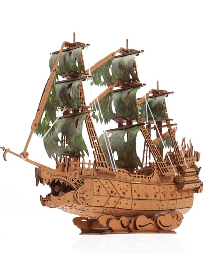 3D Holz Flying Dutchman Piratenschiff Puzzle Kits für Erwachsene zum Bauen - Ideales Modell für Puzzlebau-Enthusiasten von Jigtoy