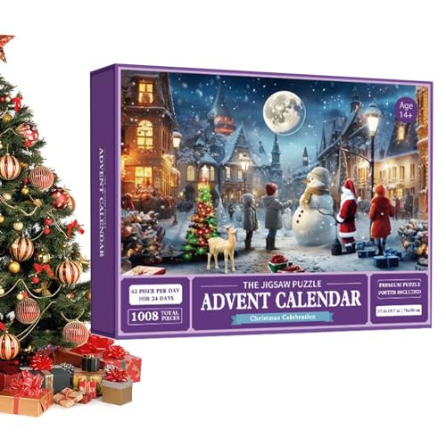 2024 Adventskalender Puzzle, Weihnachtspuzzles Winter Weihnachtspuzzle Adventskalender 24 Tage Countdown Bis Weihnachtspuzzles Puzzle Für Erwachsene Kalender Advent Weihnachten Hausfeier Countdown von Jiimhte