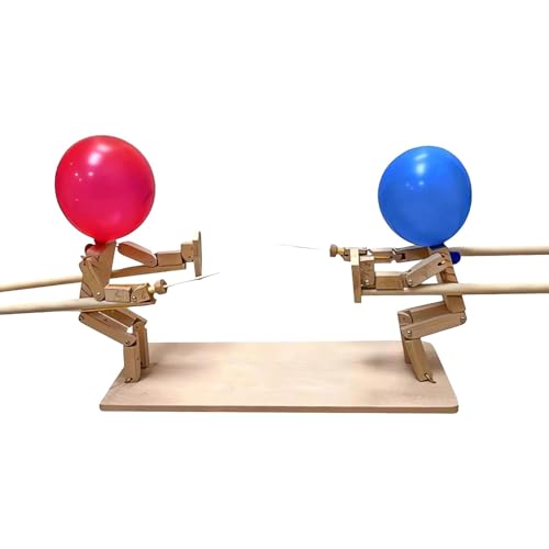 Holz Fechten Puppen Spiel, 2 Spieler Ballon Bambus Mann Kampfspiel Mit 50 Ballons, Ballon Brawlers Ballon Battle Spiel, Fast Paced Whack Boom Ballon Fechten Spiel, Balloon Brawlers Wood Wars Spiel von Jiimhte