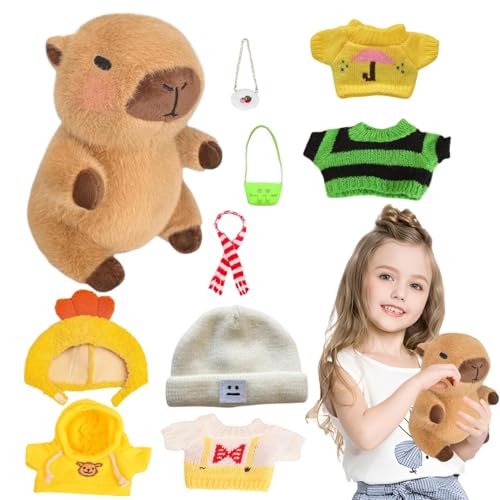 Jiimhte Capybara Plüschtier, 23cm Capybara Kuscheltier Simulation Capybara Plüschtier Mit Kleidung Und Accessoires Niedlichen Capybara Für Home Deko Kinder von Jiimhte