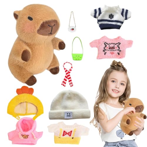 Jiimhte Capybara Plüschtier, 23cm Capybara Kuscheltier Simulation Capybara Plüschtier Mit Kleidung Und Accessoires Niedlichen Capybara Für Home Deko Kinder von Jiimhte