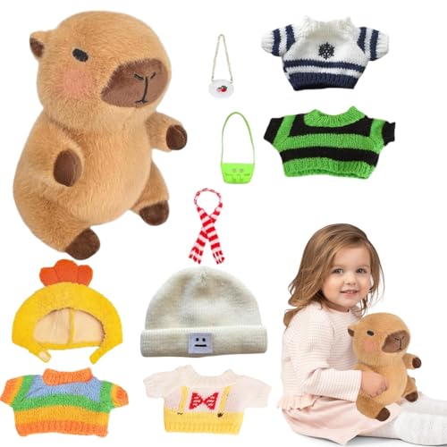 Jiimhte Capybara Plüschtier, 23cm Capybara Kuscheltier Simulation Capybara Plüschtier Mit Kleidung Und Accessoires Niedlichen Capybara Für Home Deko Kinder von Jiimhte