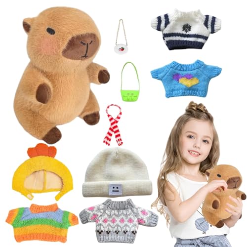 Jiimhte Capybara Plüschtier, 23cm Capybara Kuscheltier Simulation Capybara Plüschtier Mit Kleidung Und Accessoires Niedlichen Capybara Für Home Deko Kinder von Jiimhte