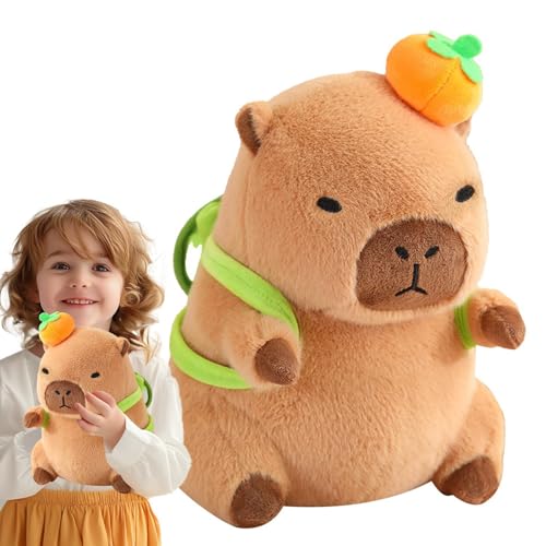 Jiimhte Capybara Plüschtier, 30cm Capybara Kuscheltier Tierkissen, Capybara Tragende Schildkröte, Niedliche Capybara Kuscheltier, Plushie Mit Schildkrötenrucksack, Simulation Capybara Kuscheltier von Jiimhte