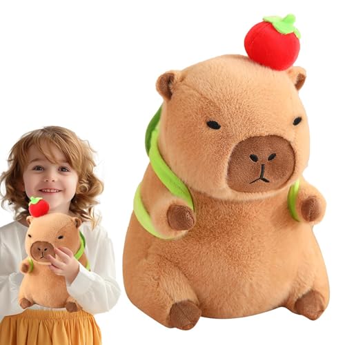 Jiimhte Capybara Plüschtier, 30cm Capybara Kuscheltier Tierkissen, Capybara Tragende Schildkröte, Niedliche Capybara Kuscheltier, Plushie Mit Schildkrötenrucksack, Simulation Capybara Kuscheltier von Jiimhte