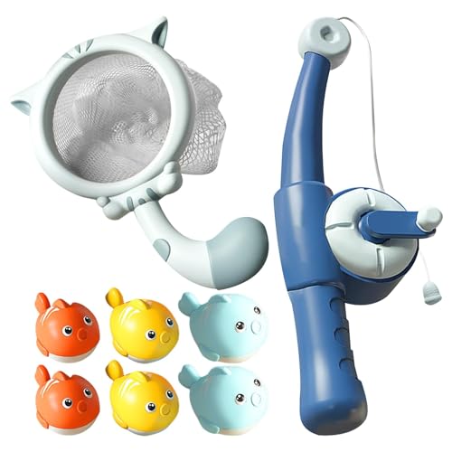 Jiimhte Fischspielzeug für Kleinkind, Fischereispielzeug für Kinder - Funny Children Bath Game Magnet Pole Rod Net | Kinder Angelspiel farbenfrohe Fischspielset für die Badewanne in der Heimatbad von Jiimhte