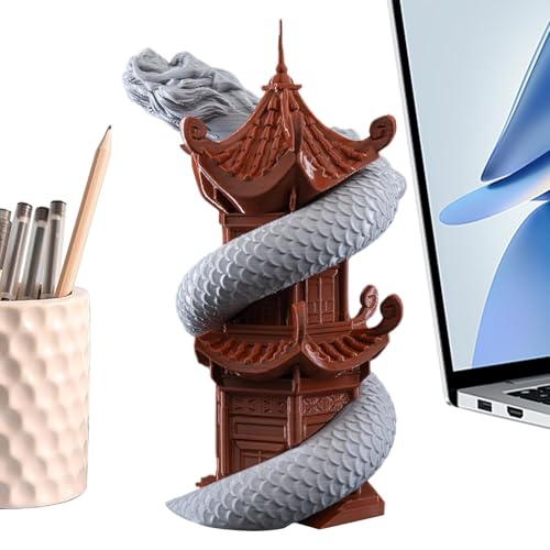 Jiimhte Loong Swirl 3D, Swirl Loong Coiling Tower, 3D-Gedruckter Drache, Chinesische Statuenskulptur, Swirl Animal Fidget Toys, Entspannende Spielzeugstatuen, Home-Office-Desktop-Dekoration von Jiimhte