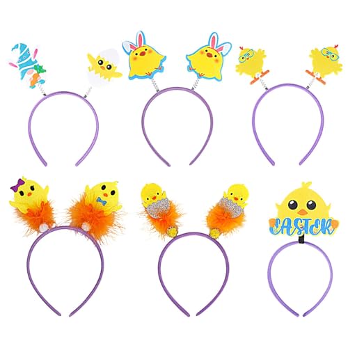 Jiimhte Ostern-Haarbänder Küken,Ostern-Stirnbänder für Frauen | Osterhasen-Huhn-Stirnband-Haar-Accessoires - 6X Haarreifen-Kostümzubehör, Foto-Requisiten-Haarbänder, Haarstirnbänder für Frauen und von Jiimhte