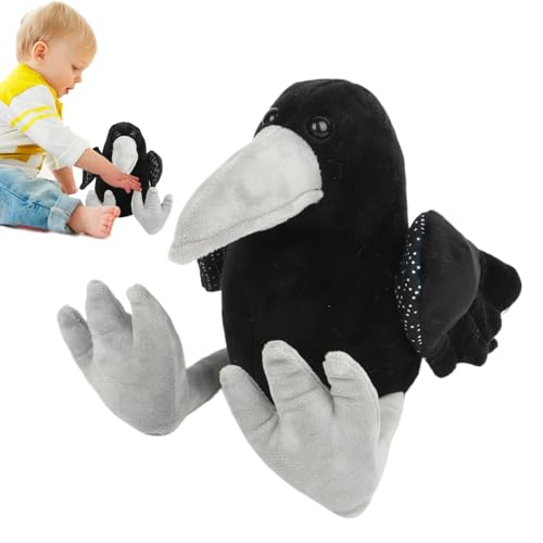 Jiimhte Schwarze Krähe Plüschkrähe Stofftier, 28cm Weiche Cartoon Krähen Puppenkissen, Plüschtier Stofftier Kuscheltier Vogel Rabes Rabenvogel, Schwarzer Vogel Krähe Stofftierpuppe von Jiimhte