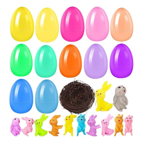 Ostereier Zum Befüllen, 12PCS Ostereier Mit Osterhase, Ostereier Plastik Mit Hasen, Ostereier Jagd Set, Kinder Überraschungsei Mit Originellem Spielzeug, Ostern Partyzubehör Geschenk Für Kinder von Jiimhte