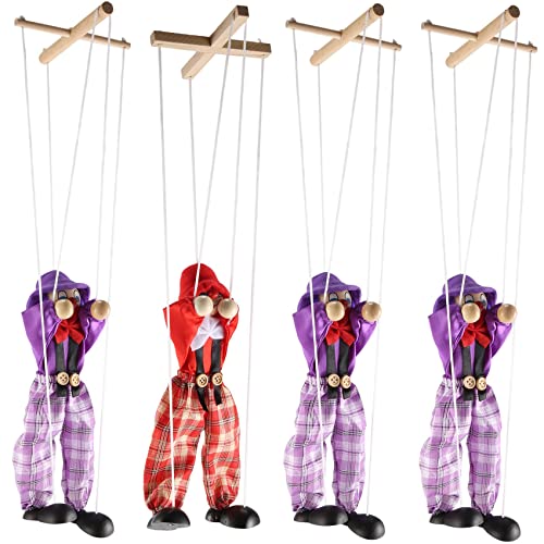 Jiklophg 4 Packungen Clown Marionette Spielzeug Kreative Ziehschnur Puppe Kind Spielzeug für Eltern Kind Interaktives Spielzeug Kinder von Jiklophg