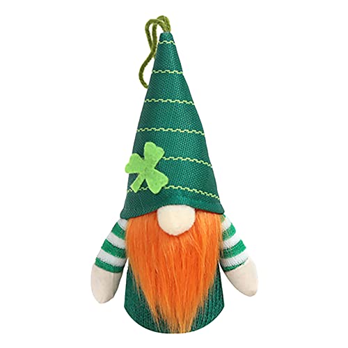 Jiklophg GNOME Puppe für Dekorationen zum St. Patricks Tag, Hut mit GrüNem Kleeblatt Skandinavische Gesichtslose Puppe für Dekorationen zum St. Patricks Tag, A von Jiklophg