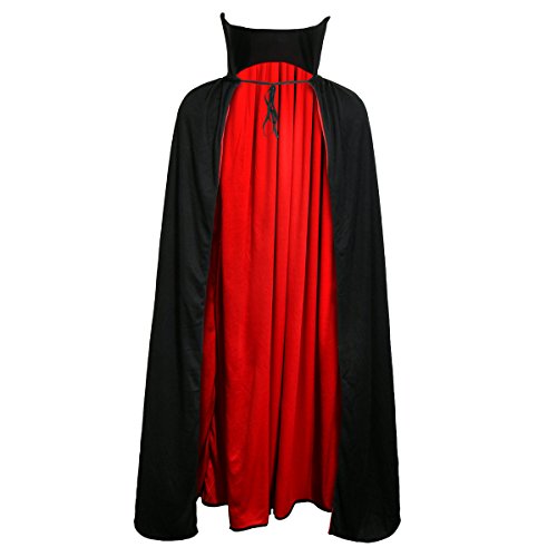 Jila Herren erwachsener teufel-vampir-kostüm umhang mittelalterliches schwarz rot reversible halloween cosplay kap von Jila