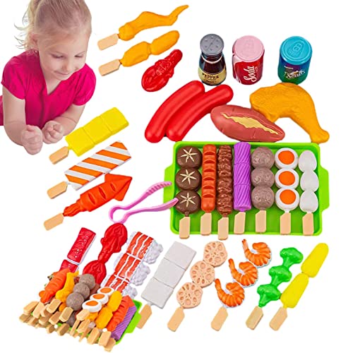 Jildouf BBQ Grill Spielzeug Essen - Fake-Food-Zubehör, Rollenspiel-Grillspielzeug-Set | Grillspiel mit Grillzubehör, interaktives Spielzeug für Kinder, Kochspielset, für Jungen und Mädchen von Jildouf