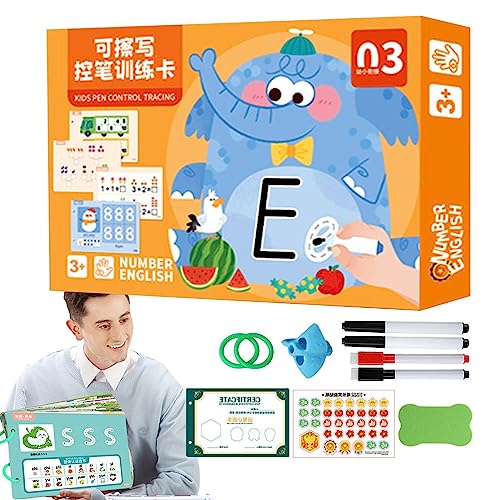 Jildouf Handwriting Workbook | Pencil Control Tracing Workbook | Wipe Clean Activity Book for Early Educational Fun, Reusable for Boys and Girls von Jildouf