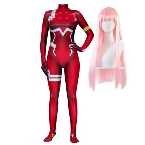 Anime Darling in the franxxx Cosplay Kostüm 02 Zero Two Jumpsuit Body Suit Combat Suit Cosplay Kostüm 02 Halloween Cosplay Outfits Karneval Verkleidung von Jilijia