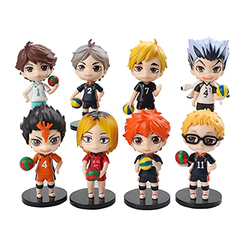 Jilijia Anime Haikyuu Figuren-Set Hinata Shoyo Yu Nishinoya Kozume Kenma Kei Tsukishima Actionfigur, Modellspielzeug, 10 cm (10 cm, 8 Stück) von Jilijia