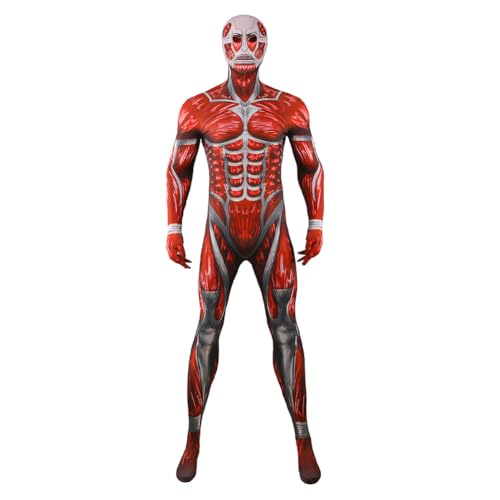 Colossal Titan Jumpsuit Männlicher Super Riese Cosplay Kostüm Halloween Outfits Anime Bodysuit Muscle Jumpsuit Halloween Einteiliger Anzug von Jilijia