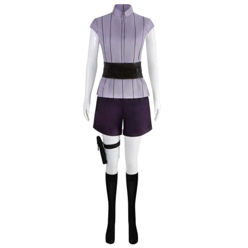 Damen Hyıga Hinata Anime Cosplay Kostüm mit Tops Hose Ninja Stirnband Uniform Set Halloween Party Weihnachten Kostüm, Hyuga Hinata, 48 von Jilijia