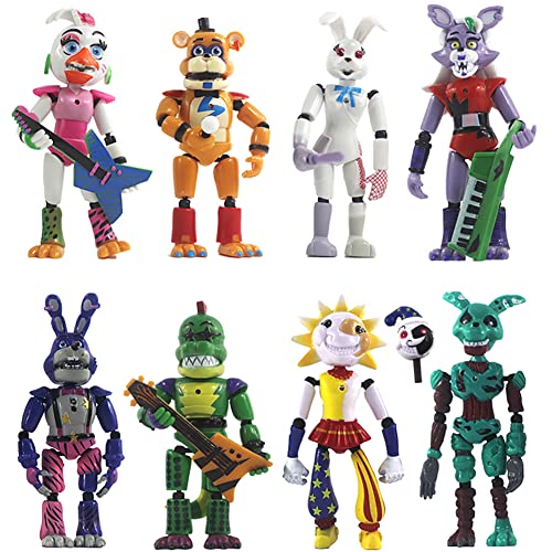 FNAF Security Breach Figure Bonnie/Chica Movable Joints Horror Doll Lightening Action Figures Game Model Collectible 3/5/8Pcs/Set von Jilijia