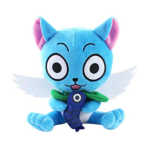 Fairy Tail Plüschpuppe Natsu Dragneel Weich Stofftier Puppe Anime Happy Cat Plüschtier Niedliches Wurfkissen Kreatives Kissen Geschenke (Happy Cat, 16,7 cm) von Jilijia