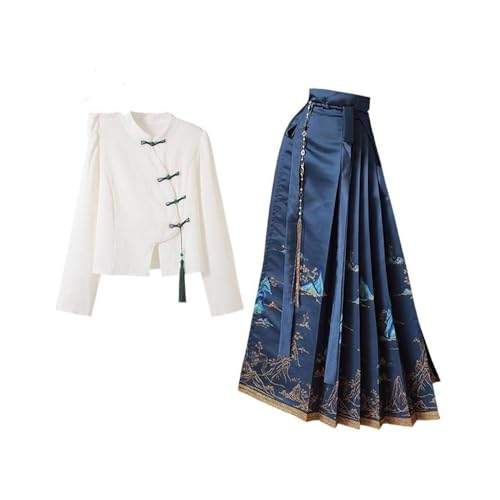 Hanfu-Rock mit Pferdegesicht, Weberei, goldener Rock, Anzug, chinesischer Stil, Hanbok Wan li Jiangshan, chinesisches Lied Ming-Dynastie, Mamian-Kleid von Jilijia