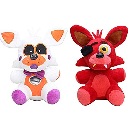 Jilijia Plüschtiere, niedliches Fnaf-Plüschtier, Tier-Plüschtier, Fünf-Nächte, Schwester-Standort-Thema, Muster, Plüschtier, Stofftier-Spielzeug, Geschenk, 2 Stück von Jilijia