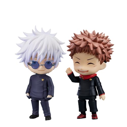 Jilijia 2pcs Anime Figuren Gojo Satoru & Itadori Yuji Action Figur Q Version Cartoon Wechselbares Gesicht Modell PVC Anime Statue Sammlung Desktop Ornamente von Jilijia