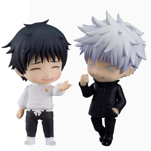 Jilijia 2pcs Anime Figuren Gojo Satoru & Okkotsu Yuta Action Figur Q Version Cartoon Wechselbares Gesicht Modell PVC Anime Statue Sammlung Desktop Ornamente von Jilijia