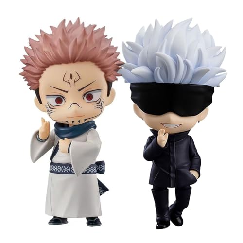 Jilijia 2pcs Anime Figuren Ryomen Sukuna & Gojo Satoru Action Figur Q Version Cartoon Wechselbares Gesicht Modell PVC Anime Statue Sammlung Desktop Ornamente von Jilijia