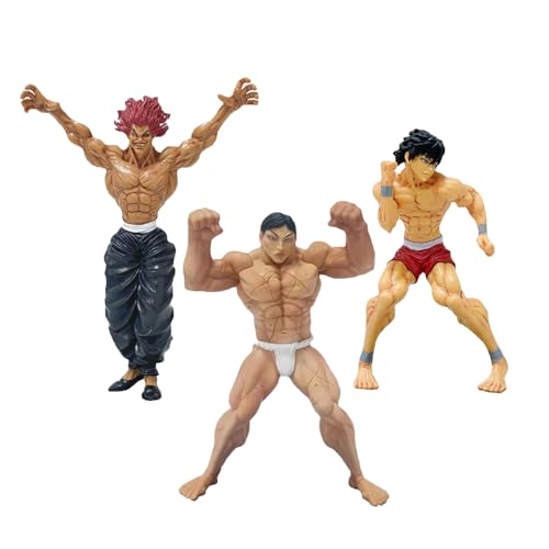 Jilijia 3PCS BAKI Figuren Hanma Baki/Hanma Yujiro/Hanayama Kaoru Anime Figuren Kampfposition Modell PVC Action Figur Statue Sammlerstück Geschenk von Jilijia