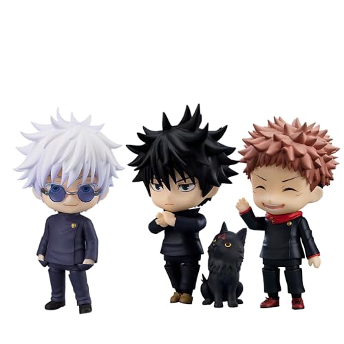 Jilijia 3pcs Anime Figuren Gojo Satoru/Itadori Yuji/Fushiguro Megumi Action Figur Q Version Cartoon Wechselbares Gesicht Modell PVC Anime Statue Sammlung Desktop Ornamente von Jilijia