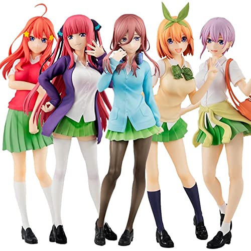 Jilijia 5 Stück The Quintessential Quintuplets Charaktermodell Nakano Yotsuba/Nakano Miku/Nakano Itsuki Actionfigur 18 cm PVC Schuluniform Figur Sammlerstücke von Jilijia