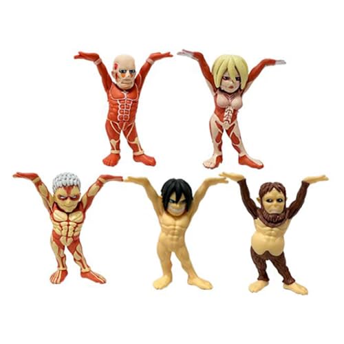 Jilijia 5Pcs Anime Q Version Figur Set Beast Titan/Eren Jaeger/Levi·Ackerman Action Figur Statue PVC Sammlung Modell Home Decolate Geschenk 6.5CM von Jilijia