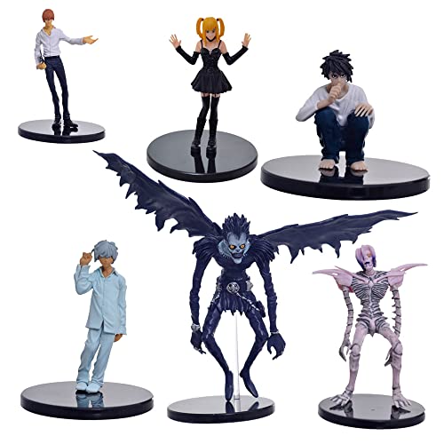 Jilijia 6 Stück Death Note Charakter Modell Light Yagami/Misa Amane/Ryuk Figur PP Beutel Ornamente geeignet für Heimdekoration Kuchen Topper (PVC, 8-16 cm) von Jilijia