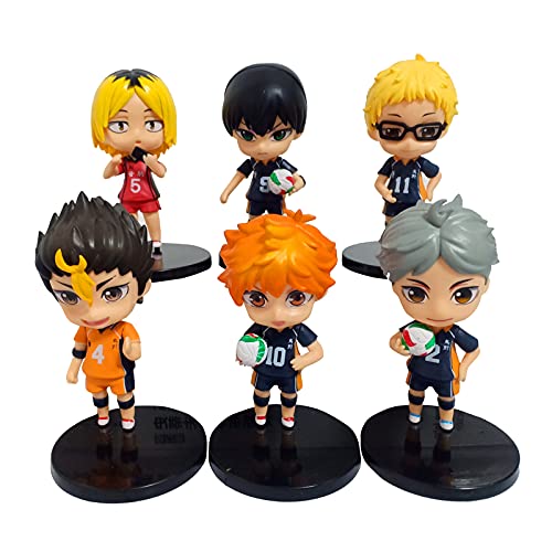 Jilijia 6pcs Haikyuu!! Anime Figuren Set PVC-Modell Schreibtischdekoration 4 Zoll (10CM) Shoyo Hinata Tobio Kageyama Sugawara Koushi Kei Tsukishima Yu Nishinoya Kozume Kenma von Jilijia